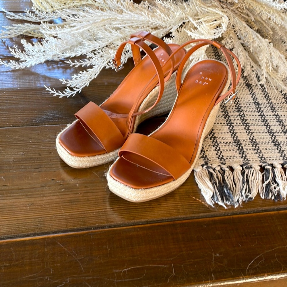 A New Day Camel Color Wedge Sandals